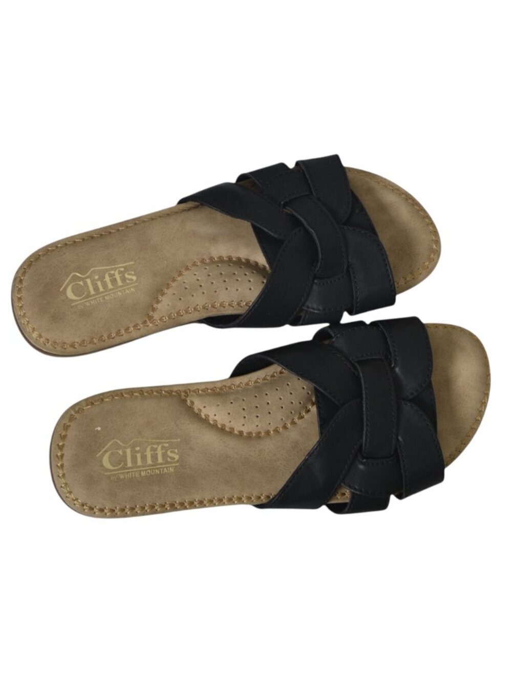 Cliffs by White Mountain Slide Sandal Black Cushioned Size 6.5